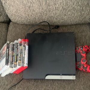 Sony PS3 Console with Camouflage Red and Black Controller